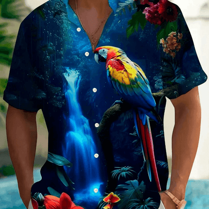 Men Flamingo Parrot 3D Animal Shirt - Shirt - orchid - Mad Fly Essentials
