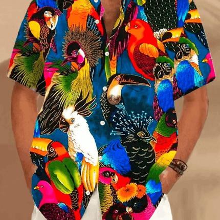 Men Flamingo Parrot 3D Animal Shirt - Shirt - orchid - Mad Fly Essentials