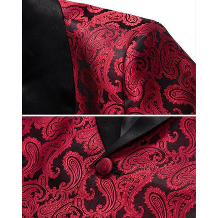 Men Floral 2pc Wedding Tuxedo Set Formal Blazer - Blazer - BC - Mad Fly Essentials