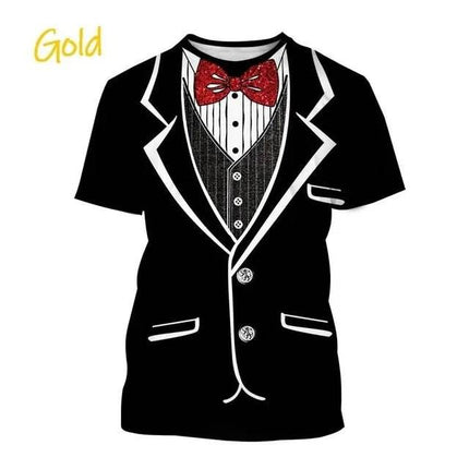 Men Funny 3D Tuxedo Graphic Bow Shirts - Mad Fly Essentials
