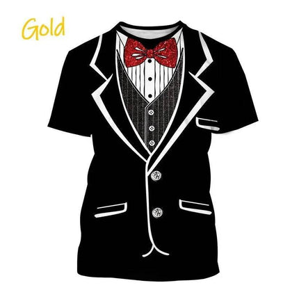 Men Funny 3D Tuxedo Graphic Bow Shirt - Shirt - TrendSetter - Mad Fly Essentials