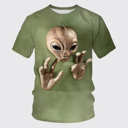 Men Funny Alien 3D Short - sleeved Shirt - Shirt - TrendSetter - Mad Fly Essentials
