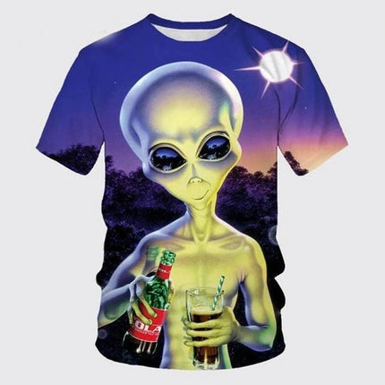 Men Funny Alien 3D Short - sleeved Shirt - Shirt - TrendSetter - Mad Fly Essentials