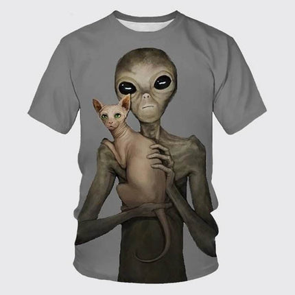 Men Funny Alien 3D Short - sleeved Shirt - Shirt - TrendSetter - Mad Fly Essentials