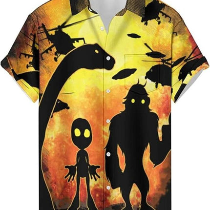 Men Funny Alien Graphic Hawaiian 3D Shirt - Shirt - The Yakacom - Mad Fly Essentials