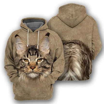 Men Funny Animals 3D Cat Long Hoodies - Hoodies - heatboywade - Mad Fly Essentials