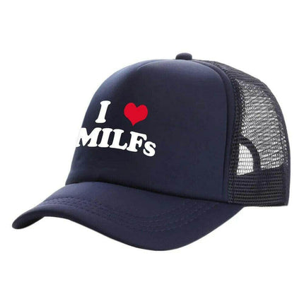 Men Funny I Love MILFS Trucker Cap Hat - Hat - heatboywade - Mad Fly Essentials