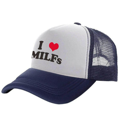 Men Funny I Love MILFS Trucker Cap Hat - Hat - heatboywade - Mad Fly Essentials