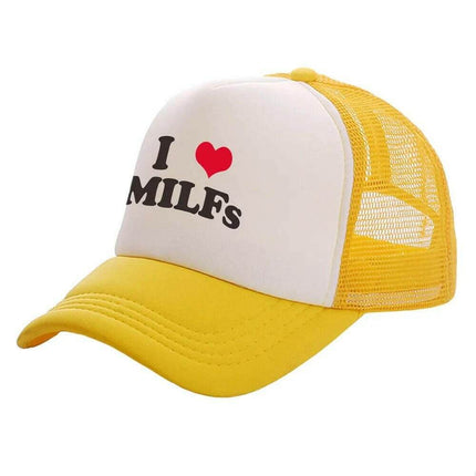 Men Funny I Love MILFS Trucker Cap Hat - Hat - heatboywade - Mad Fly Essentials
