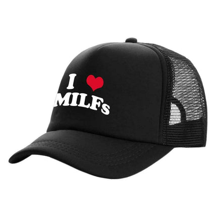 Men Funny I Love MILFS Trucker Cap Hat - Hat - heatboywade - Mad Fly Essentials