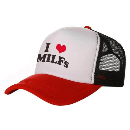Men Funny I Love MILFS Trucker Cap Hat - Hat - heatboywade - Mad Fly Essentials