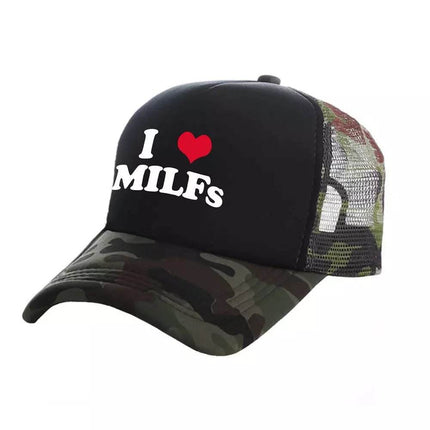 Men Funny I Love MILFS Trucker Cap Hat - Hat - heatboywade - Mad Fly Essentials
