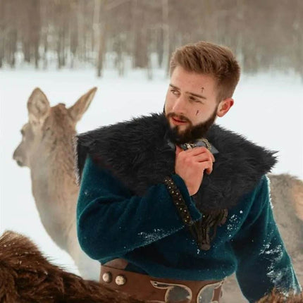 Men Fur Collar Viking Cloak Medieval Costume - Costume - HaiCospl - Mad Fly Essentials