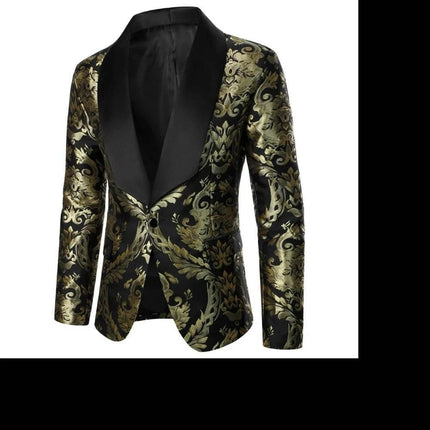 Men Golden Black Business Casual Jacket Blazer - Blazer - Yuha - Mad Fly Essentials