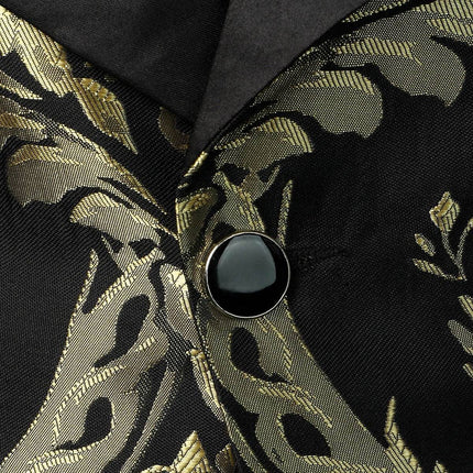 Men Golden Black Business Casual Jacket Blazer - Blazer - Yuha - Mad Fly Essentials