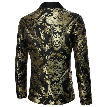 Men Golden Black Business Casual Jacket Blazer - Blazer - Yuha - Mad Fly Essentials
