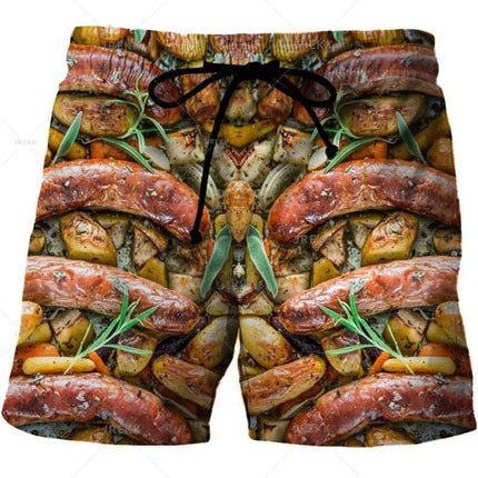 Men Gourmet Food 3D Graphic Boardshorts - Boardshorts - Beach Fellow - Mad Fly Essentials