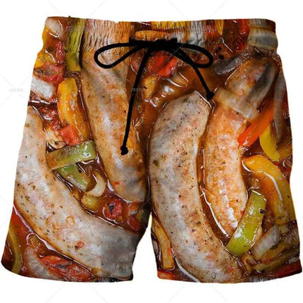 Men Gourmet Food 3D Graphic Boardshorts - Boardshorts - Beach Fellow - Mad Fly Essentials