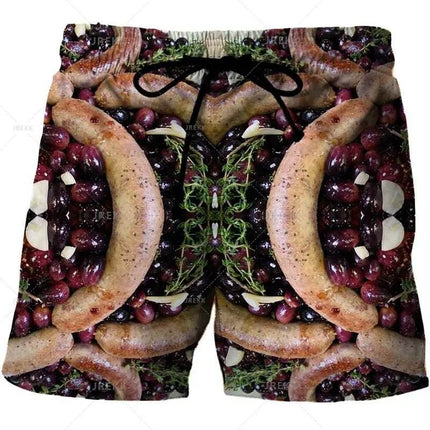 Men Gourmet Food 3D Graphic Boardshorts - Boardshorts - Beach Fellow - Mad Fly Essentials
