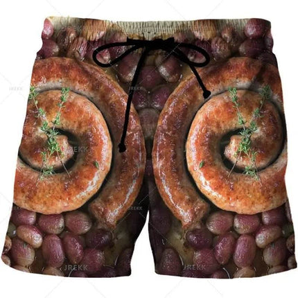 Men Gourmet Food 3D Graphic Boardshorts - Boardshorts - Beach Fellow - Mad Fly Essentials
