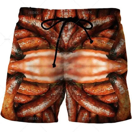 Men Gourmet Food 3D Graphic Boardshorts - Boardshorts - Beach Fellow - Mad Fly Essentials