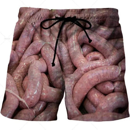 Men Gourmet Food 3D Graphic Boardshorts - Mad Fly Essentials