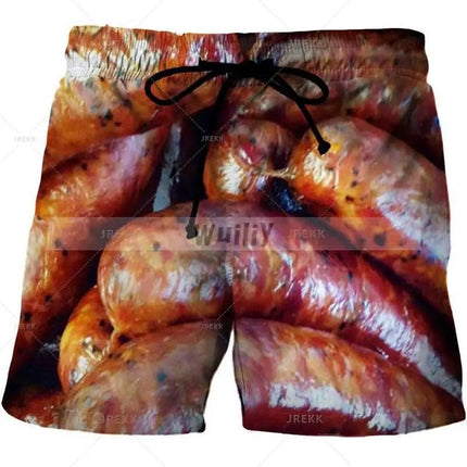 Men Gourmet Food 3D Graphic Boardshorts - Mad Fly Essentials
