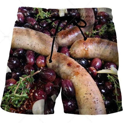 Men Gourmet Food 3D Graphic Boardshorts - Boardshorts - Beach Fellow - Mad Fly Essentials