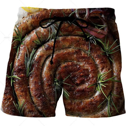 Men Gourmet Food 3D Graphic Boardshorts - Mad Fly Essentials