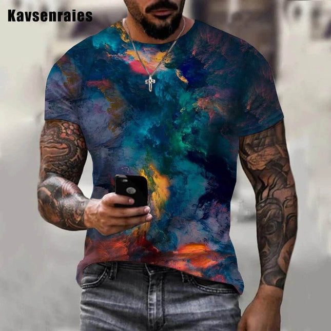 Men Gradient Rainbow Paint Splatter 3D Summer Shirt - Shirt - TrendSetter - Mad Fly Essentials