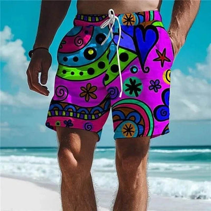 Men Graffiti Star Hawaiian 3D Boardshorts - Boardshorts - oufisun - Mad Fly Essentials