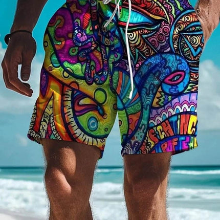 Men Graffiti Star Hawaiian 3D Boardshorts - Boardshorts - oufisun - Mad Fly Essentials