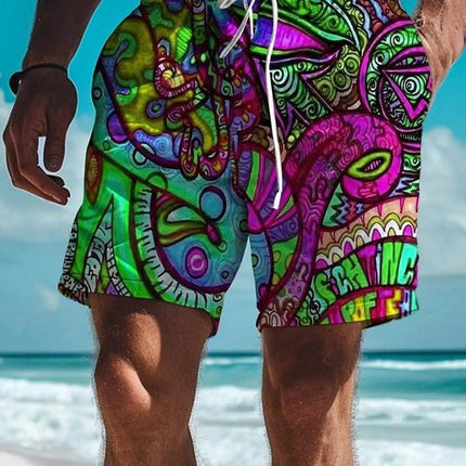 Men Graffiti Star Hawaiian 3D Boardshorts - Boardshorts - oufisun - Mad Fly Essentials