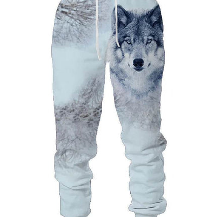 Men Graphic 3D Animal Wolf Fitness Pants - Pants - Animal Elements - Mad Fly Essentials