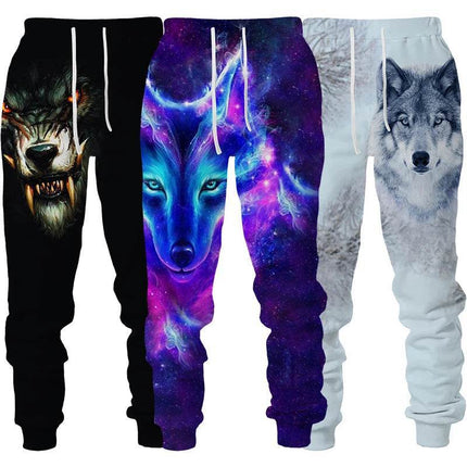 Men Graphic 3D Animal Wolf Fitness Pants - Pants - Animal Elements - Mad Fly Essentials