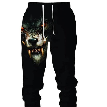 Men Graphic 3D Animal Wolf Fitness Pants - Pants - Animal Elements - Mad Fly Essentials