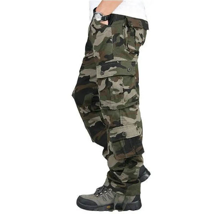 Men Green Camo Tactical Cargo Pants - Mad Fly Essentials