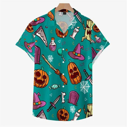 Men Halloween 3D Graphic Skeleton Hawaiian Shirt - Shirt - TrendSetter - Mad Fly Essentials
