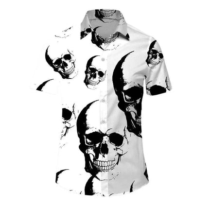 Men Hawaiian 3D Lapel Skull Party Shirt - Shirt - oufisun - Mad Fly Essentials