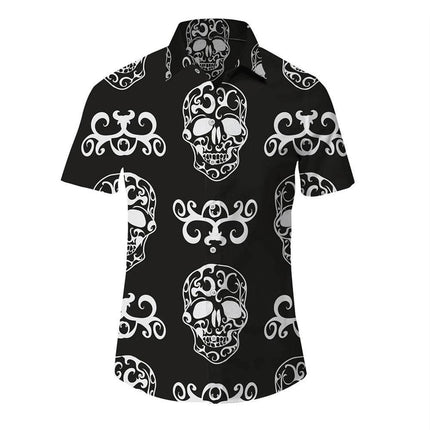 Men Hawaiian 3D Lapel Skull Party Shirt - Shirt - oufisun - Mad Fly Essentials