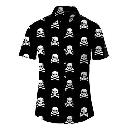 Men Hawaiian 3D Lapel Skull Party Shirt - Shirt - oufisun - Mad Fly Essentials