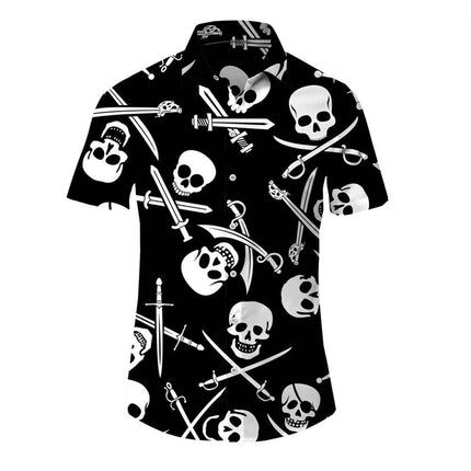 Men Hawaiian 3D Lapel Skull Party Shirt - Shirt - oufisun - Mad Fly Essentials