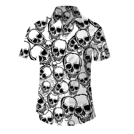 Men Hawaiian 3D Lapel Skull Party Shirt - Shirt - oufisun - Mad Fly Essentials