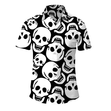 Men Hawaiian 3D Lapel Skull Party Shirt - Shirt - oufisun - Mad Fly Essentials