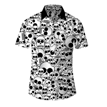 Men Hawaiian 3D Lapel Skull Party Shirt - Shirt - oufisun - Mad Fly Essentials
