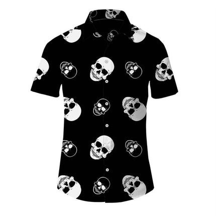 Men Hawaiian 3D Lapel Skull Party Shirt - Shirt - oufisun - Mad Fly Essentials