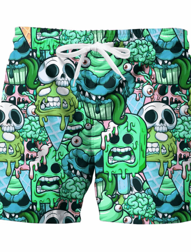 Men Hawaiian Graphic 3D Skull Boardshorts - Boardshorts - Beach Fellow - Mad Fly Essentials