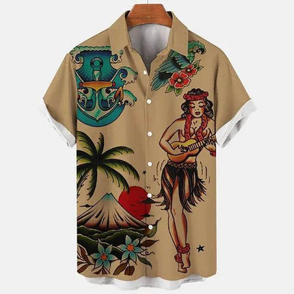 Men Hawaiian Parrot Animal Lapel Shirt - Shirt - Beach Fellow - Mad Fly Essentials