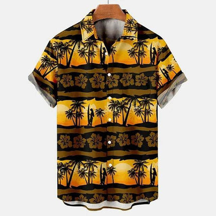 Men Hawaiian Parrot Animal Lapel Shirt - Mad Fly Essentials