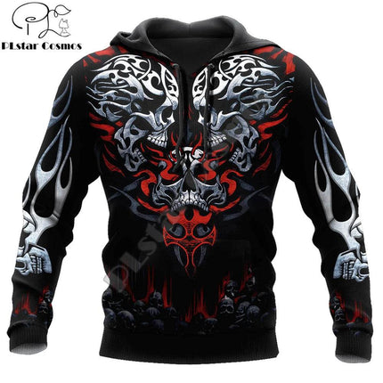 Men Heart Skull 3D Medieval Viking Casual Hoodies - Hoodies - PLstar Cosmos - Mad Fly Essentials
